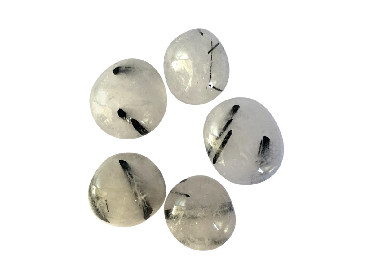 PAQUETE DE 5 PIEZAS DE TAMBORILEADO CUARZO TURMALINADO