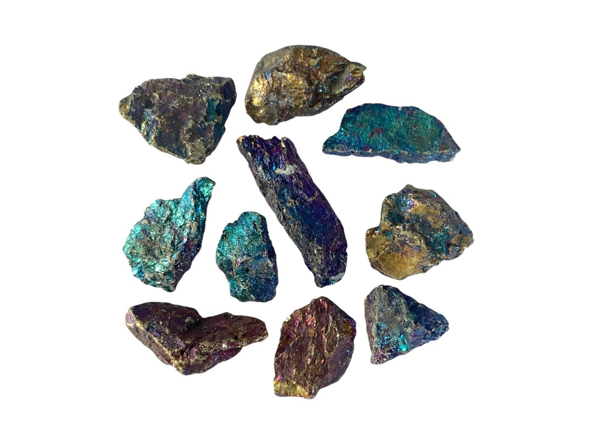 PAQUETE DE 10 PIEZAS DE CALCOPIRITA.