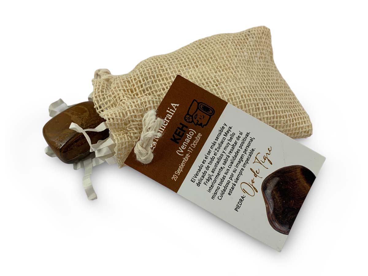 COSTALITO DEL ZODIACO MAYA "VENADO" OJO DE TIGRE.