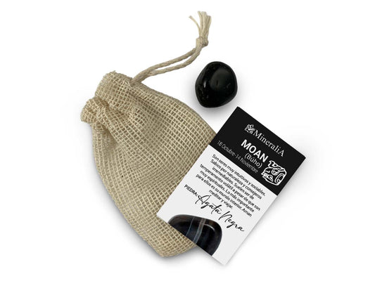 COSTALITO DEL ZODIACO MAYA "BÚHO" ÁGATA NEGRA