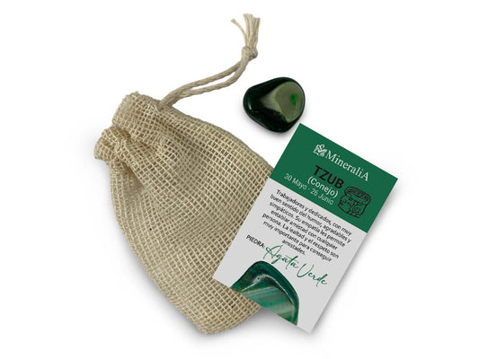 COSTALITO DEL ZODIACO MAYA "CONEJO" ÁGATA VERDE.