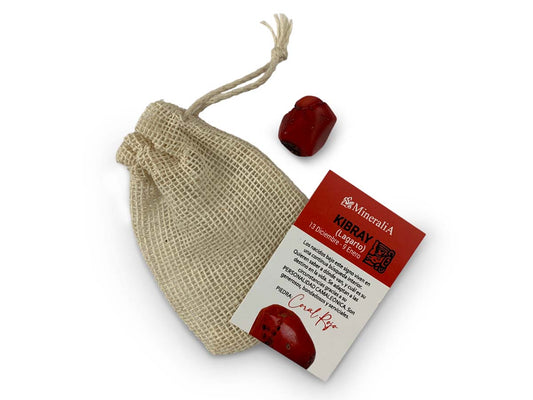 COSTALITO DEL ZODIACO MAYA "LAGARTO" CORAL ROJO.