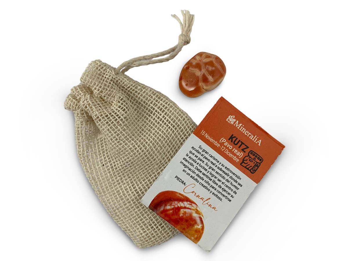 COSTALITO DEL ZODIACO MAYA "PAVO REAL" CORNALINA.