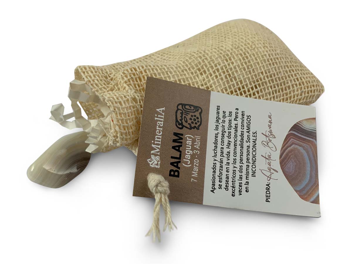 COSTALITO DEL ZODIACO MAYA "JAGUAR" ÁGATA BOTSWANA.