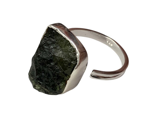 ANILLO DE PLATA .925 CENTRO MOLDAVITA.