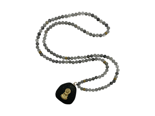 COLLAR LARGO CUARZO GRIS.