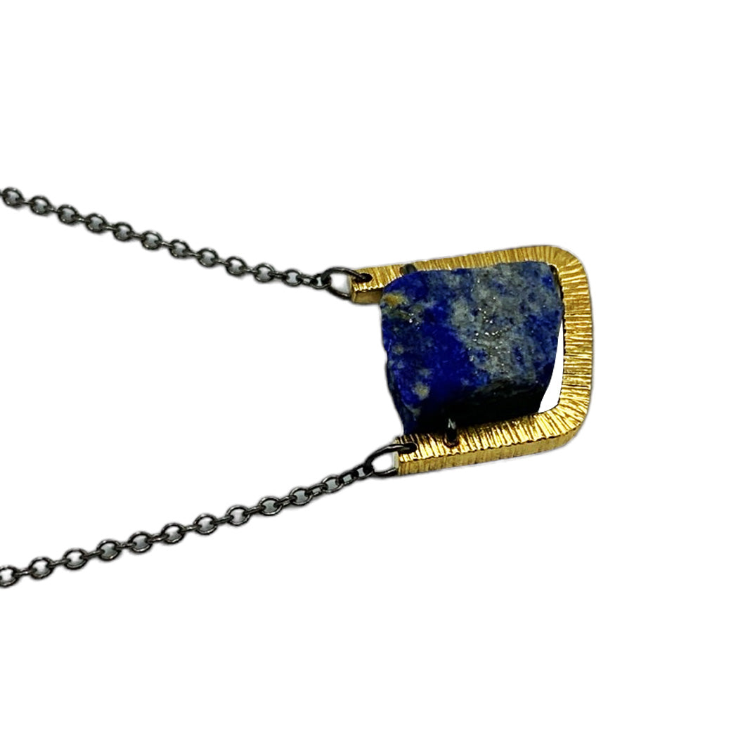 COLLAR DE PLATA .925 CENTRO HERRADURA LAPISLÁZULI