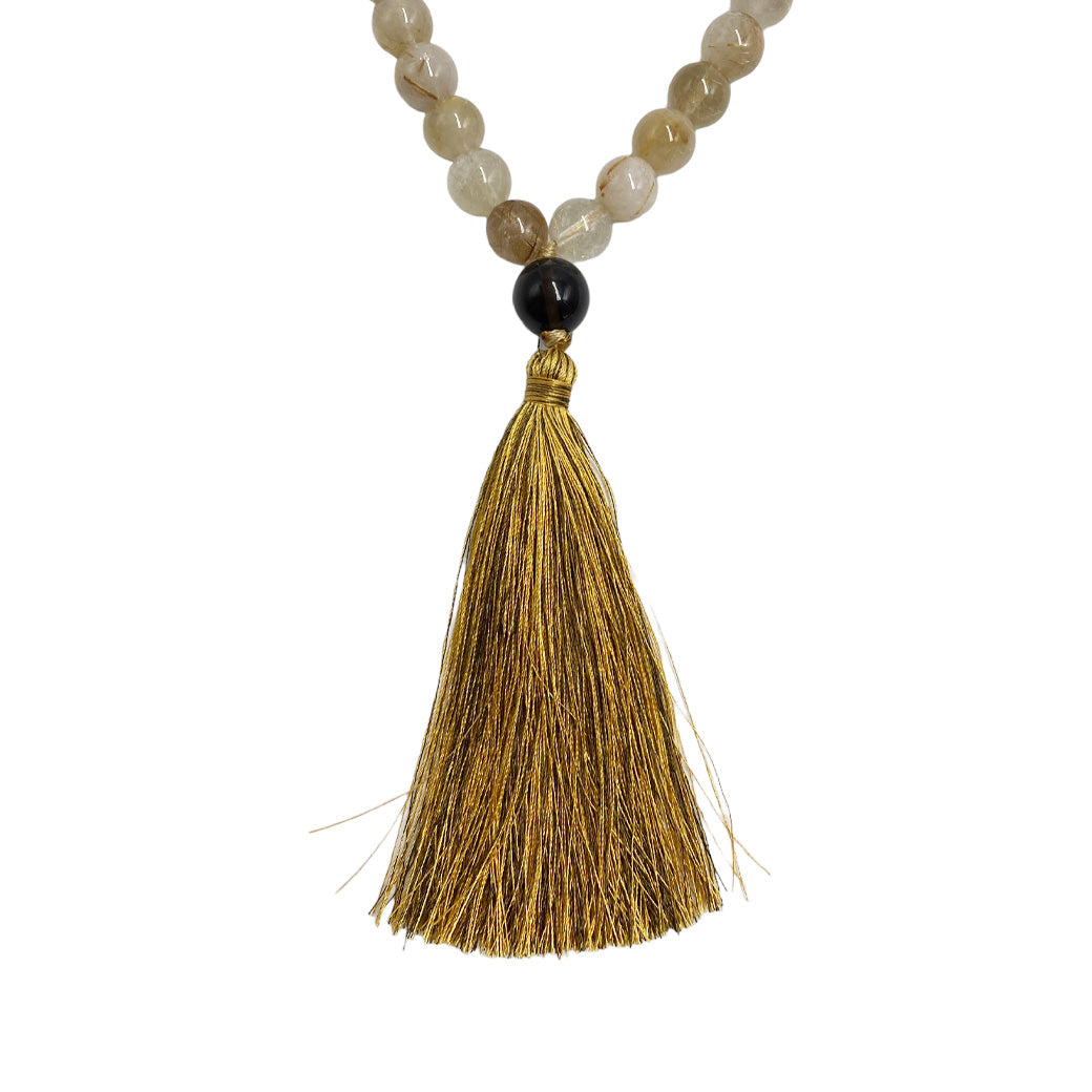 JAPA MALA COLLAR CUARZO RUTILADO.