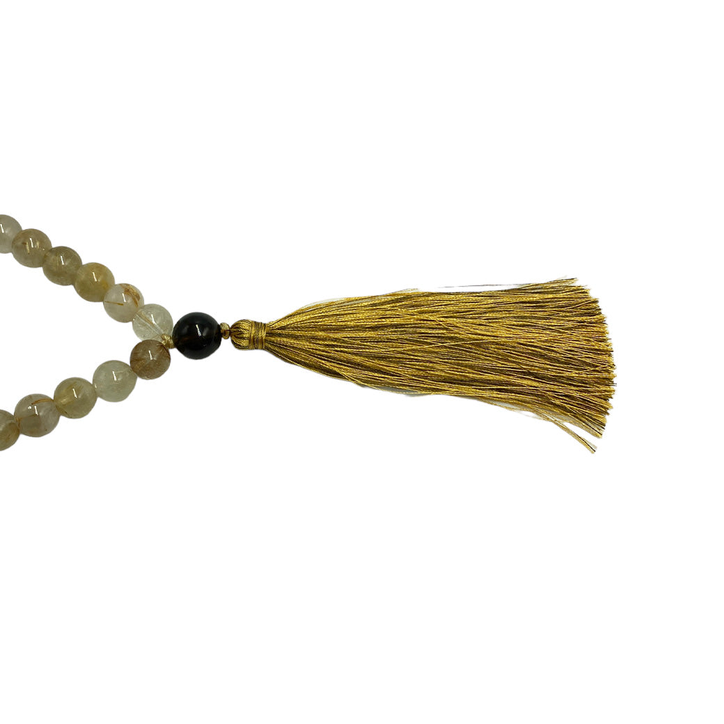 JAPA MALA COLLAR CUARZO RUTILADO.