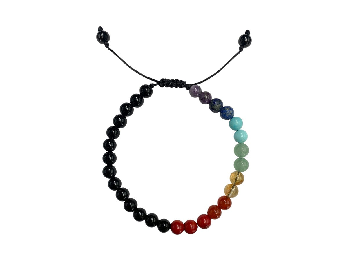 PULSERA CHAKRAS ÁGATA NEGRA