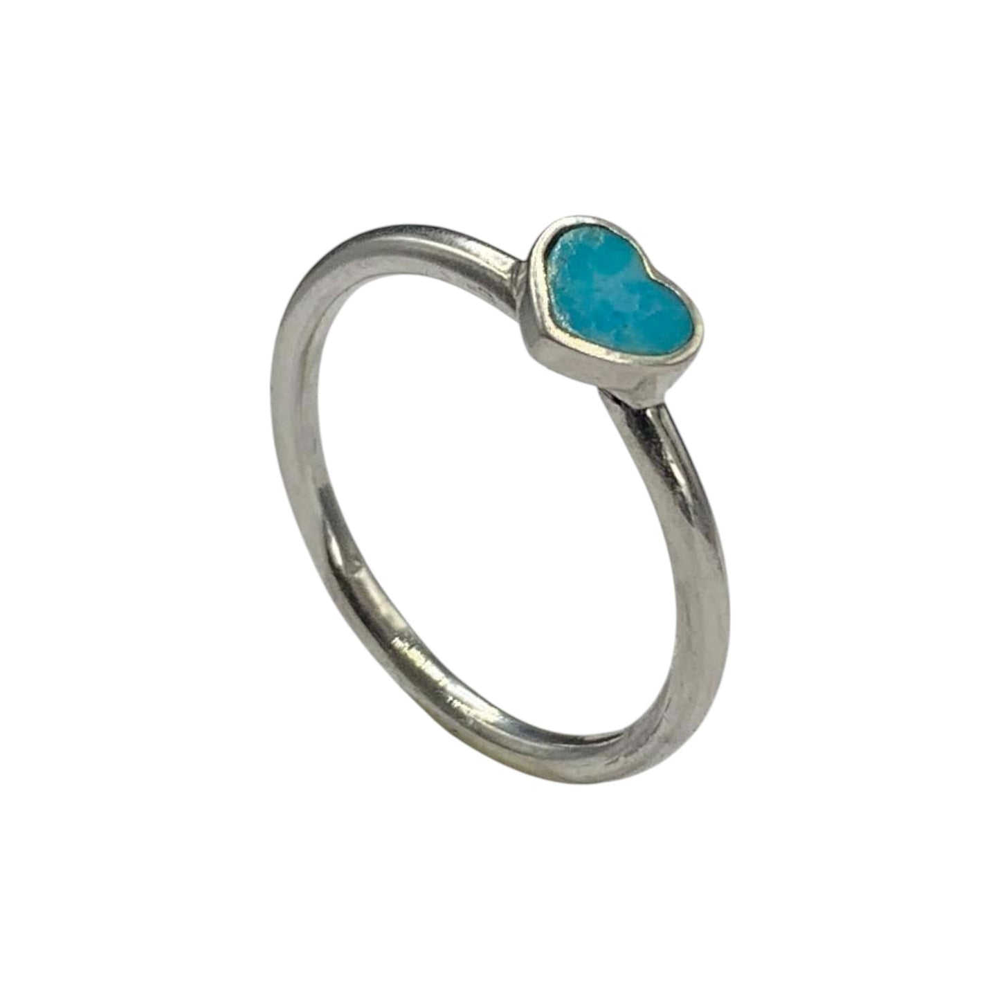 ANILLO DE PLATA .925 CENTRO CORAZÓN TURQUESA.