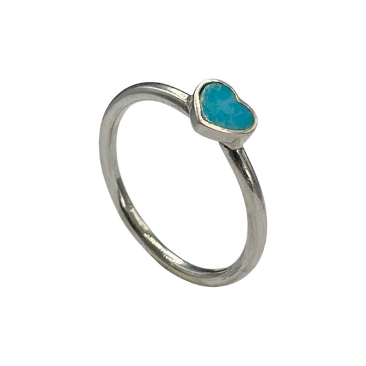 ANILLO DE PLATA .925 CENTRO CORAZÓN TURQUESA.