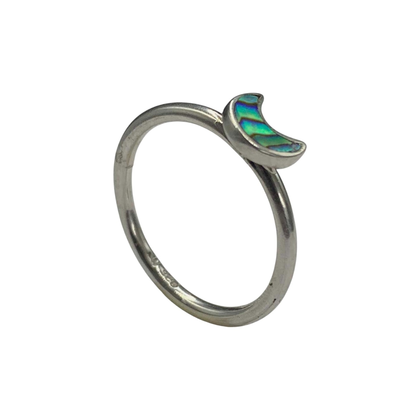 Anillo de Plata.925 Luna Concha Abulon - anillo con piedra