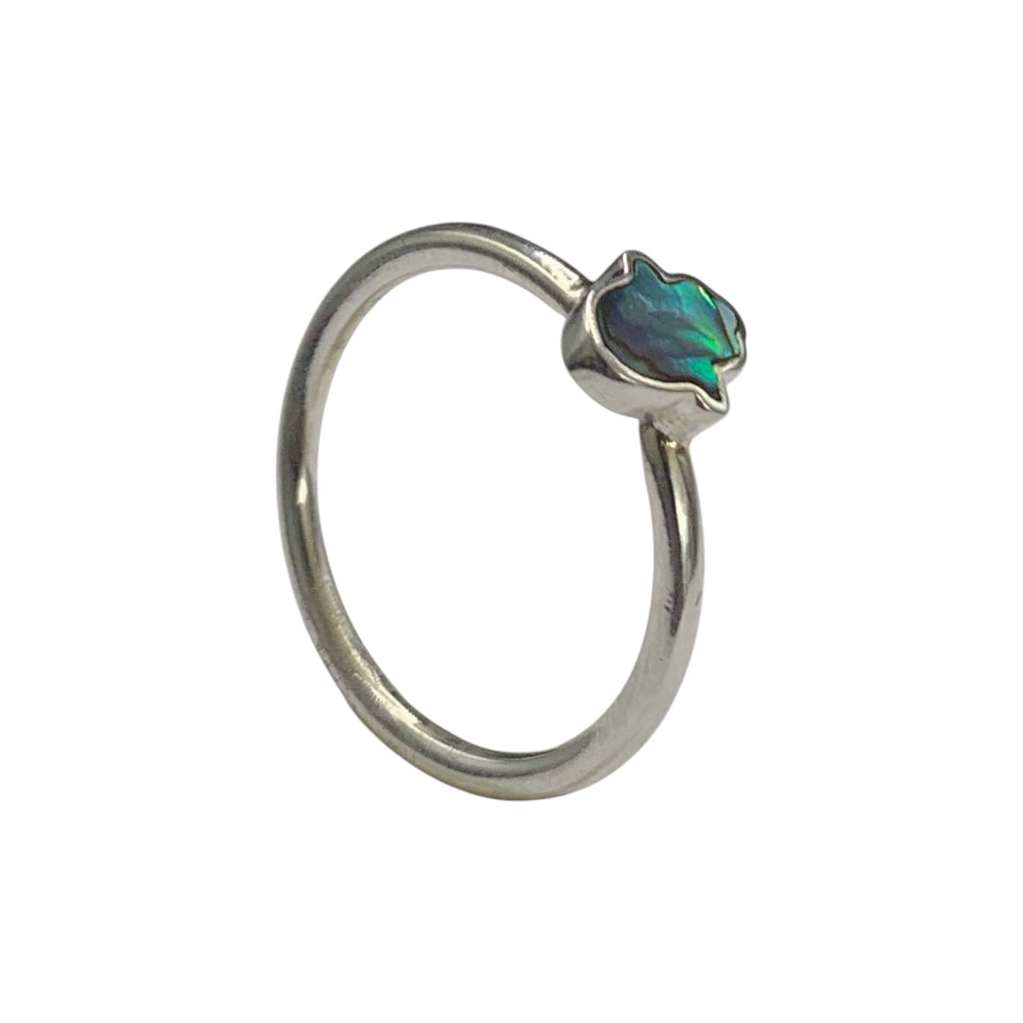 ANILLO DE PLATA .925 CENTRO MANO DE FÁTIMA CONCHA ABULON.