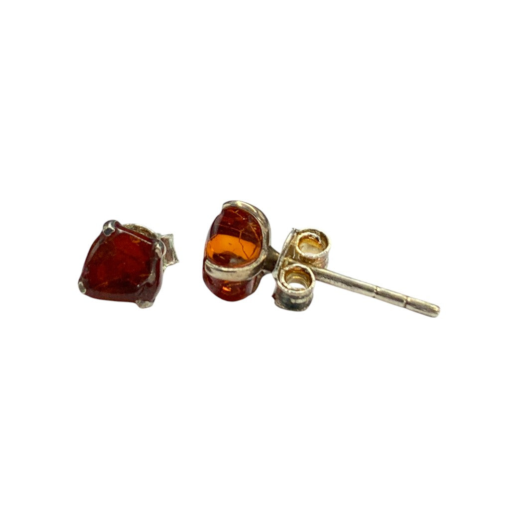 ARETE PAR ÁMBAR PULIDO PLATA .925