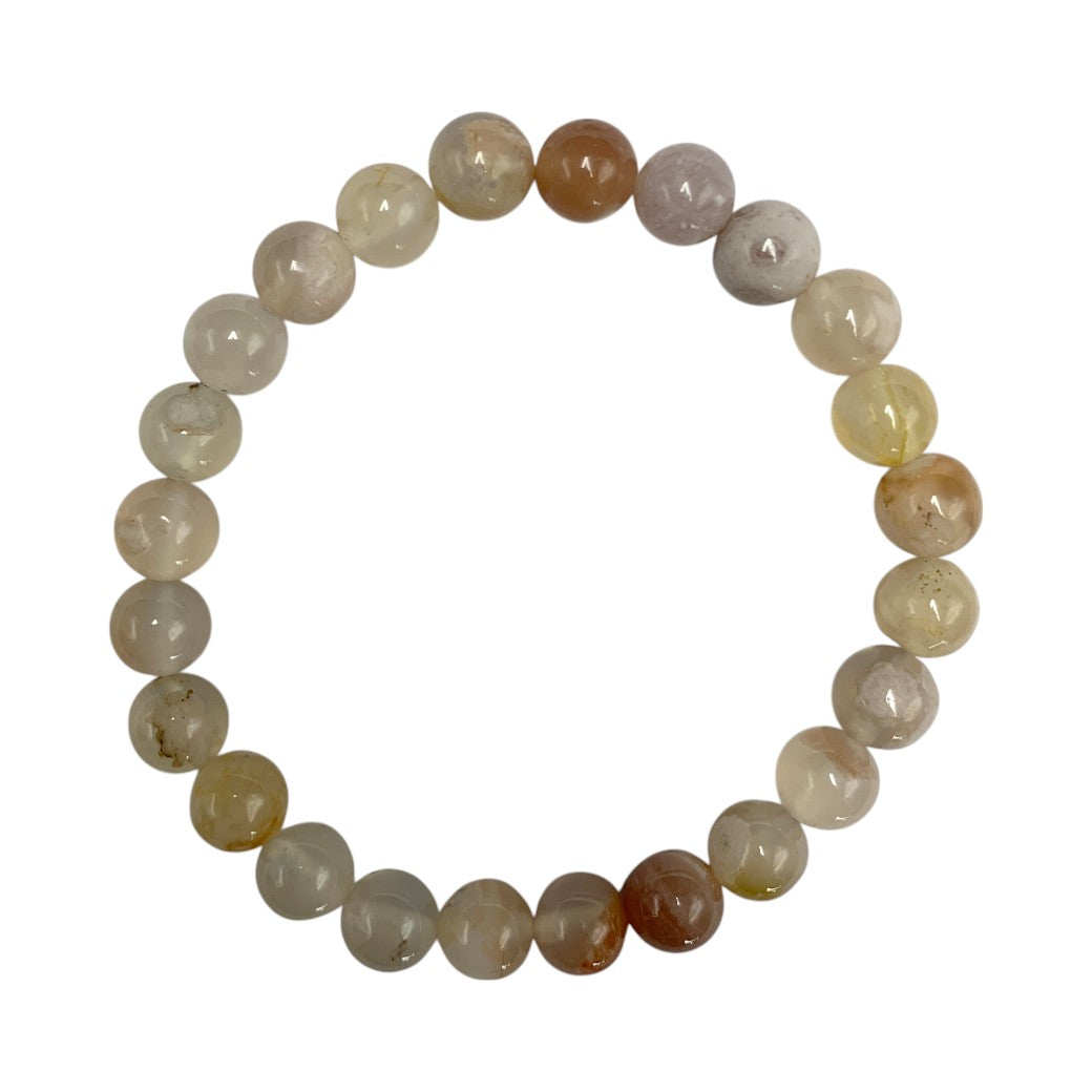 PULSERA ESFERAS ÁGATA FLOR DE CEREZO.