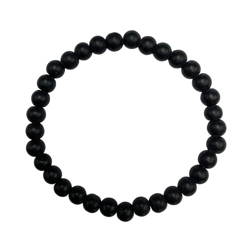 PULSERA ESFERAS DE ÁGATA NEGRA.