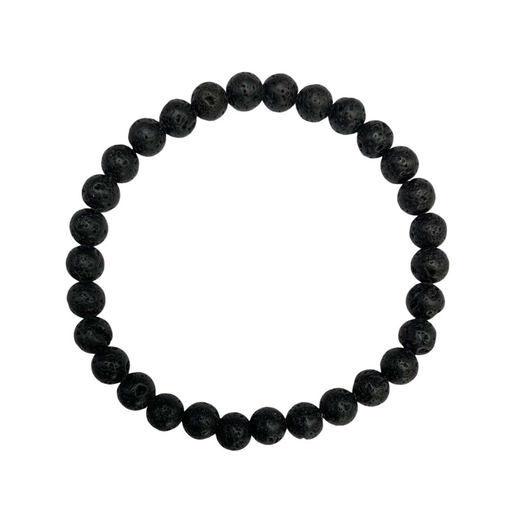 PULSERA ESFERAS DE PIEDRA VOLCÁNICA.
