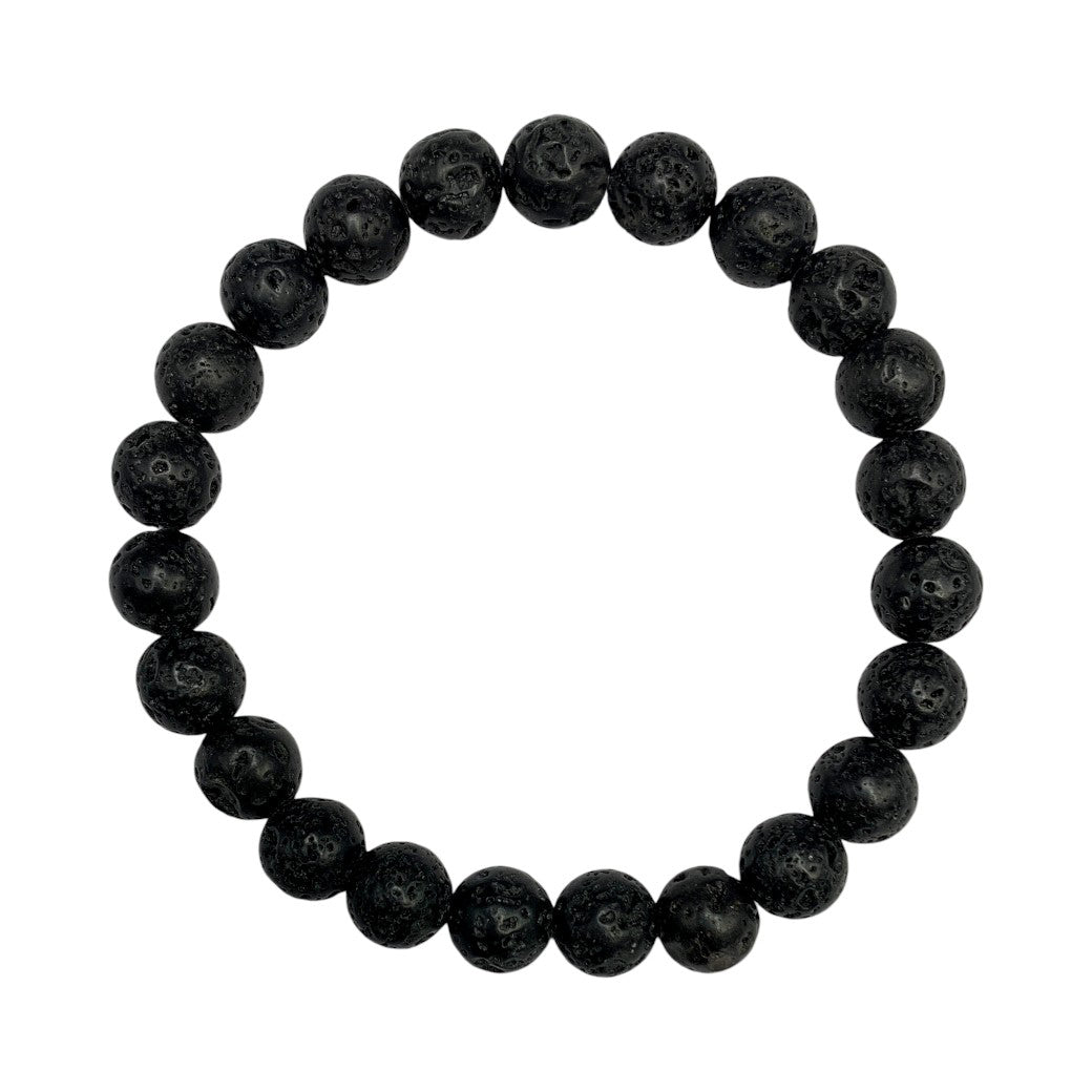 PULSERA ESFERAS DE PIEDRA VOLCÁNICA.