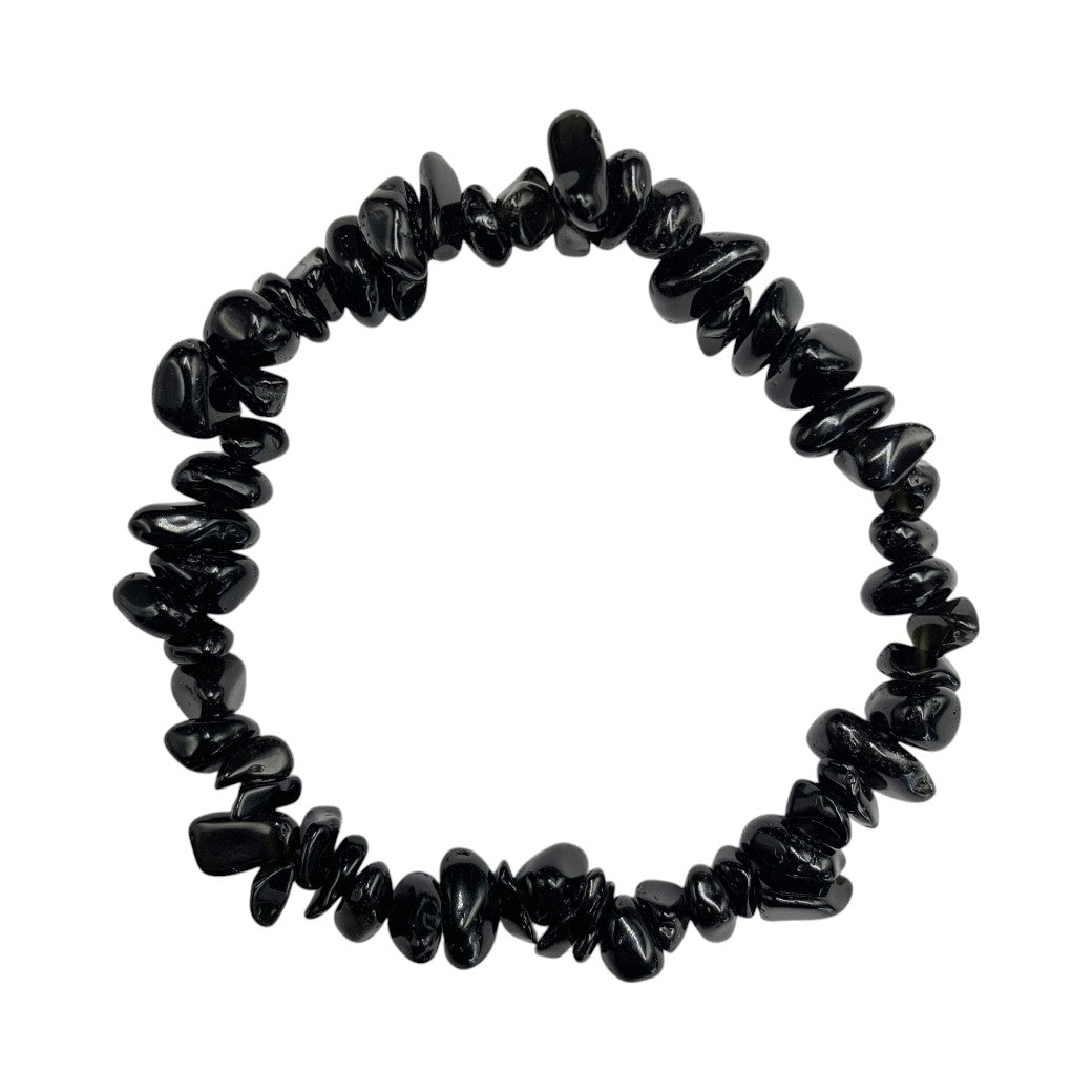 PULSERA CHIPS DE OBSIDIANA NEGRA.