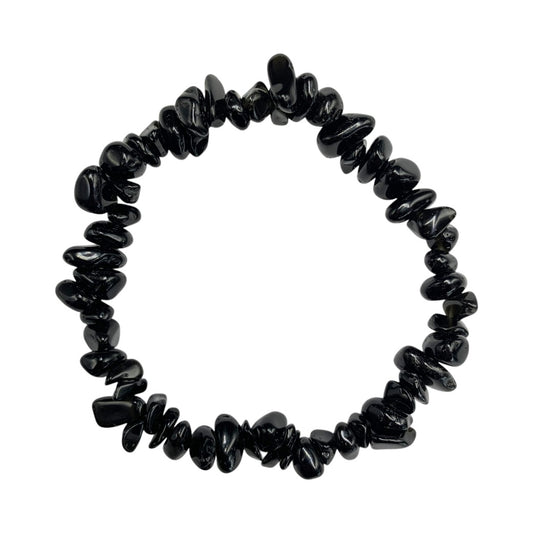 PULSERA CHIPS DE OBSIDIANA NEGRA.