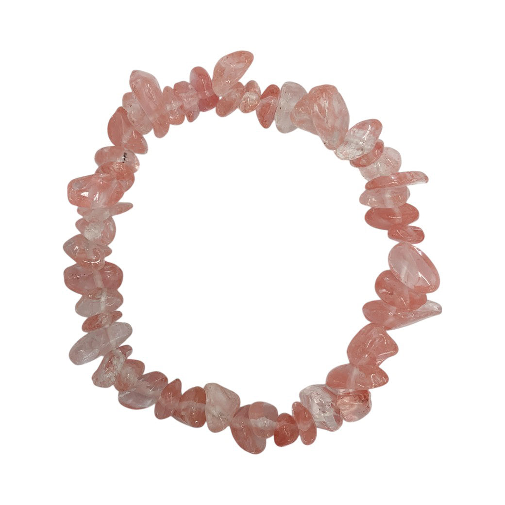 PULSERA CHIPS DE CUARZO CEREZA