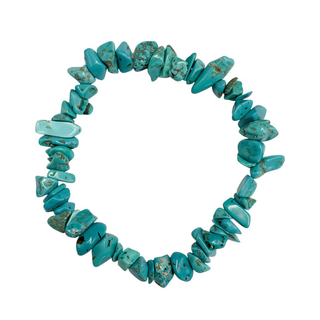 PULSERA CHIPS DE HOWLITA TURQUESA.