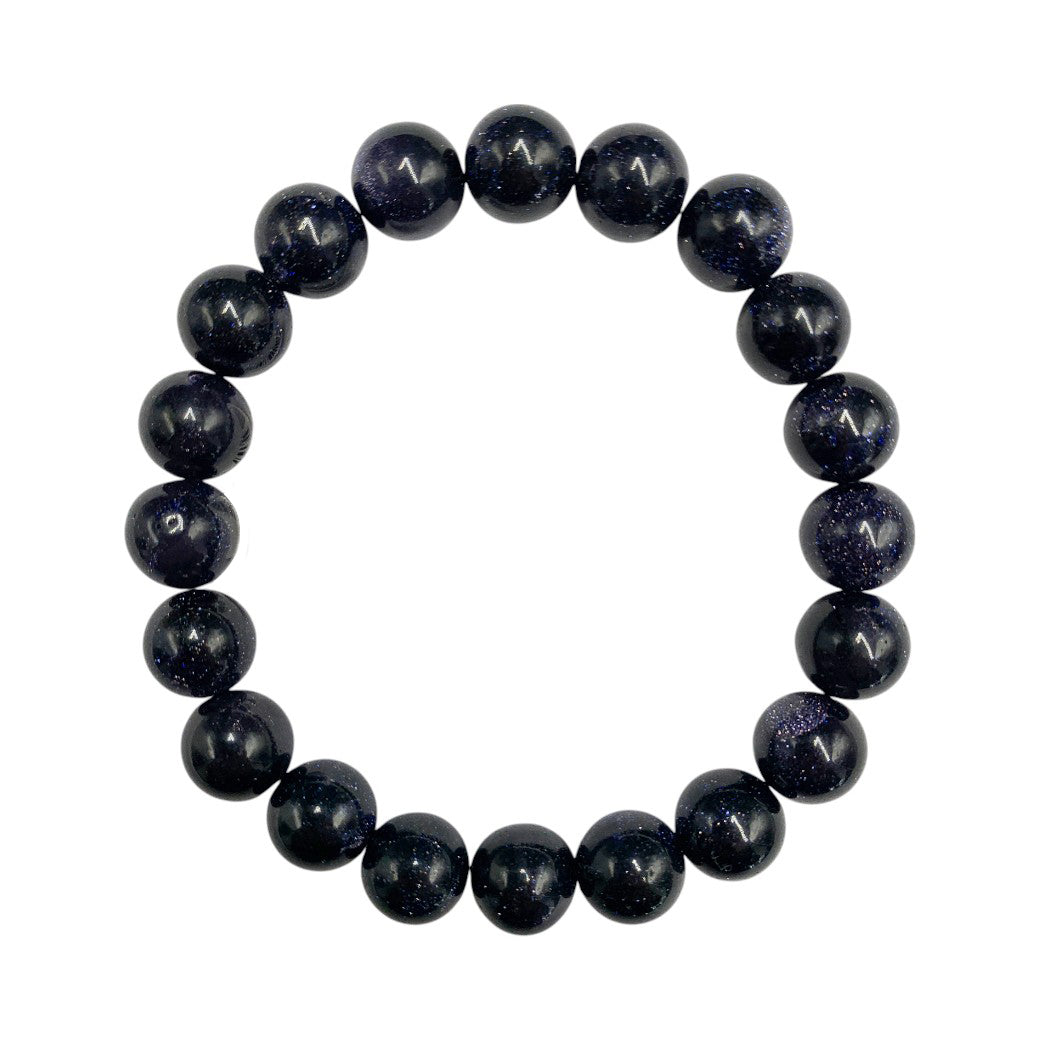 PULSERA ESFERAS DE AVENTURINA AZUL.