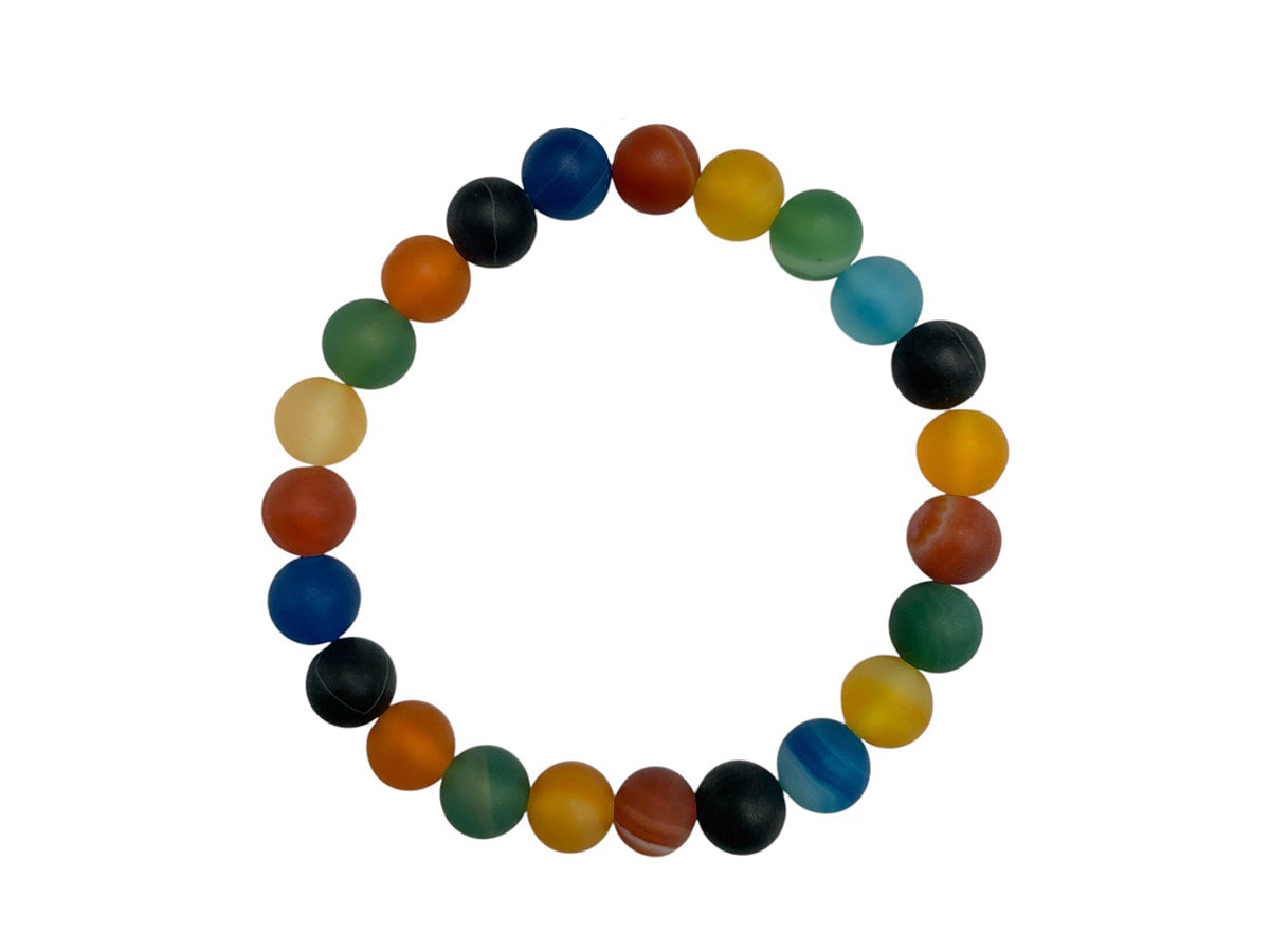 PULSERA ESFERAS ÁGATA CHAKRAS.