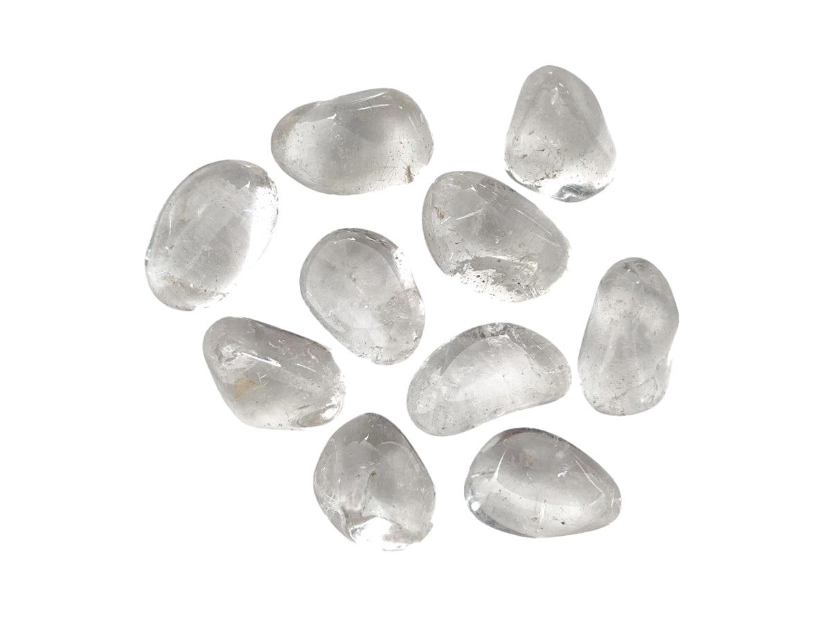 PAQUETE DE 10 PIEZAS DE TAMBORILEADO DE CUARZO BLANCO