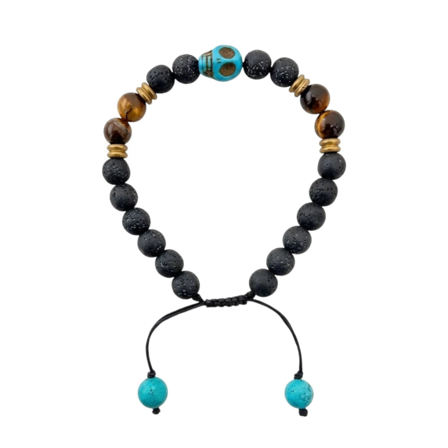 PULSERA DE ÁGATA NEGRA CON CENTRO DE CRÁNEO