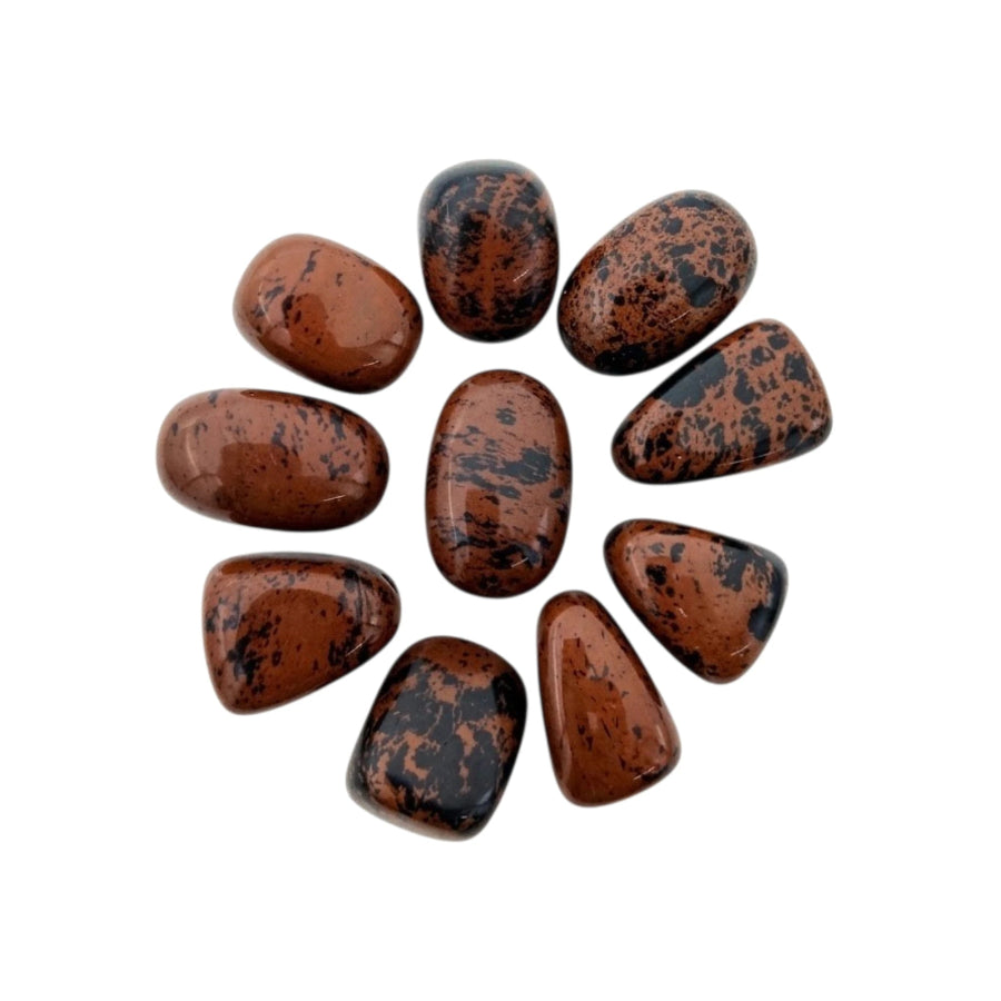 PAQUETE DE 10 PIEZAS DE OBSIDIANA MARRON TAMBORILEADO