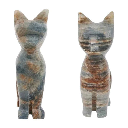 FIGURA GATO DE ÓNIX AZUL BRILLADO