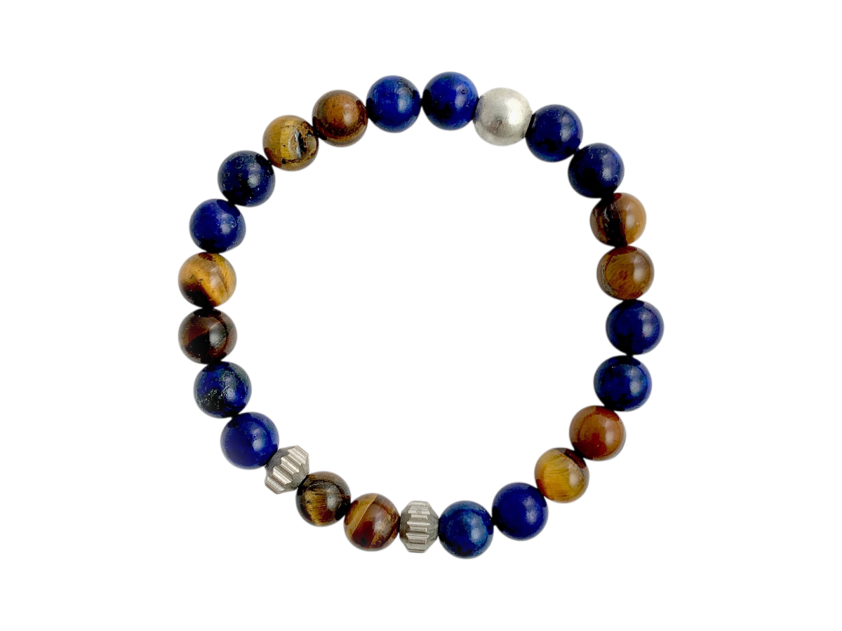 Pulsera para Caballero de Lapislázuli y Ojo de Tigre - pulsera de piedras