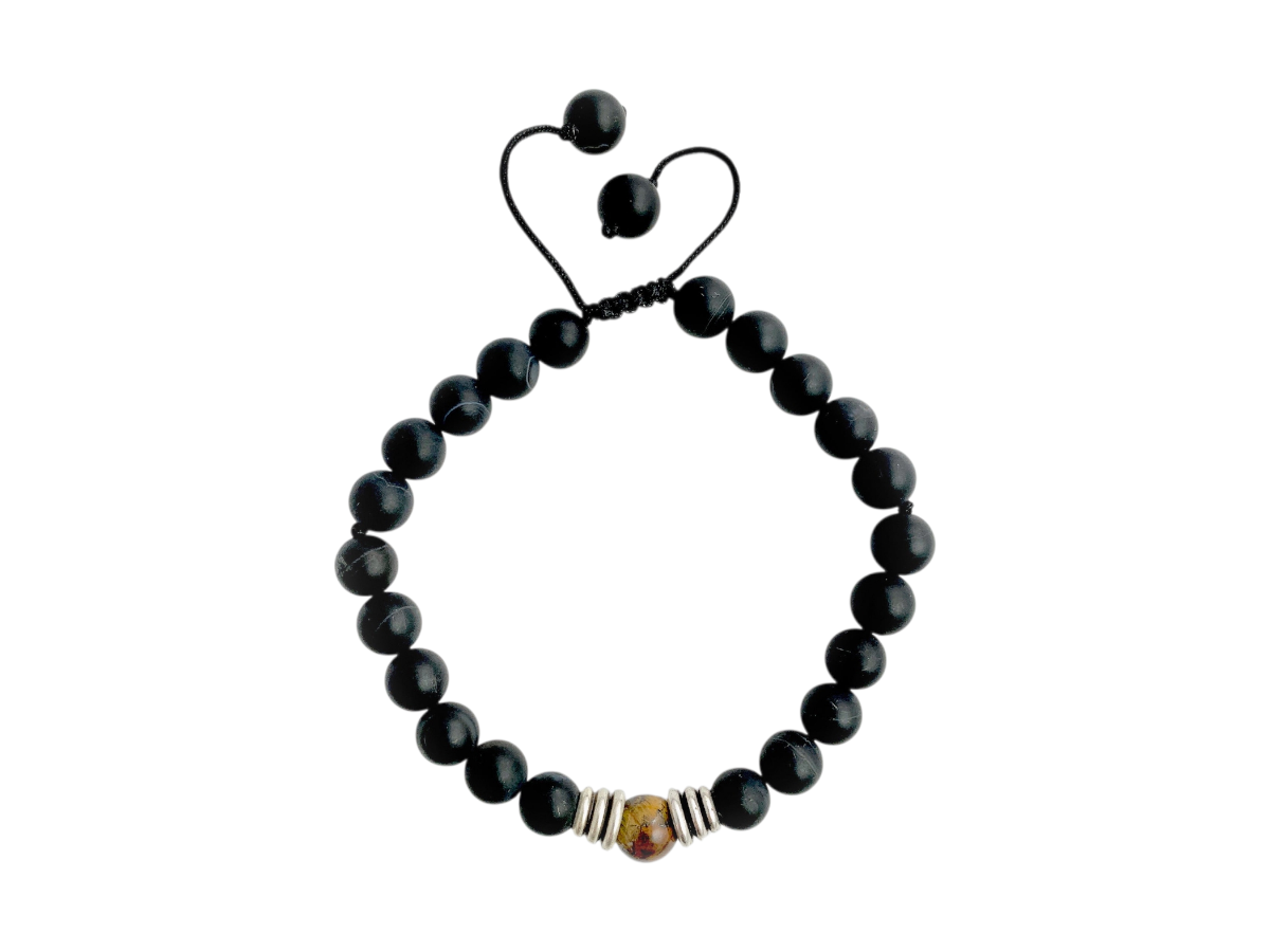 PULSERA CABALLERO ÁGATA NEGRA.