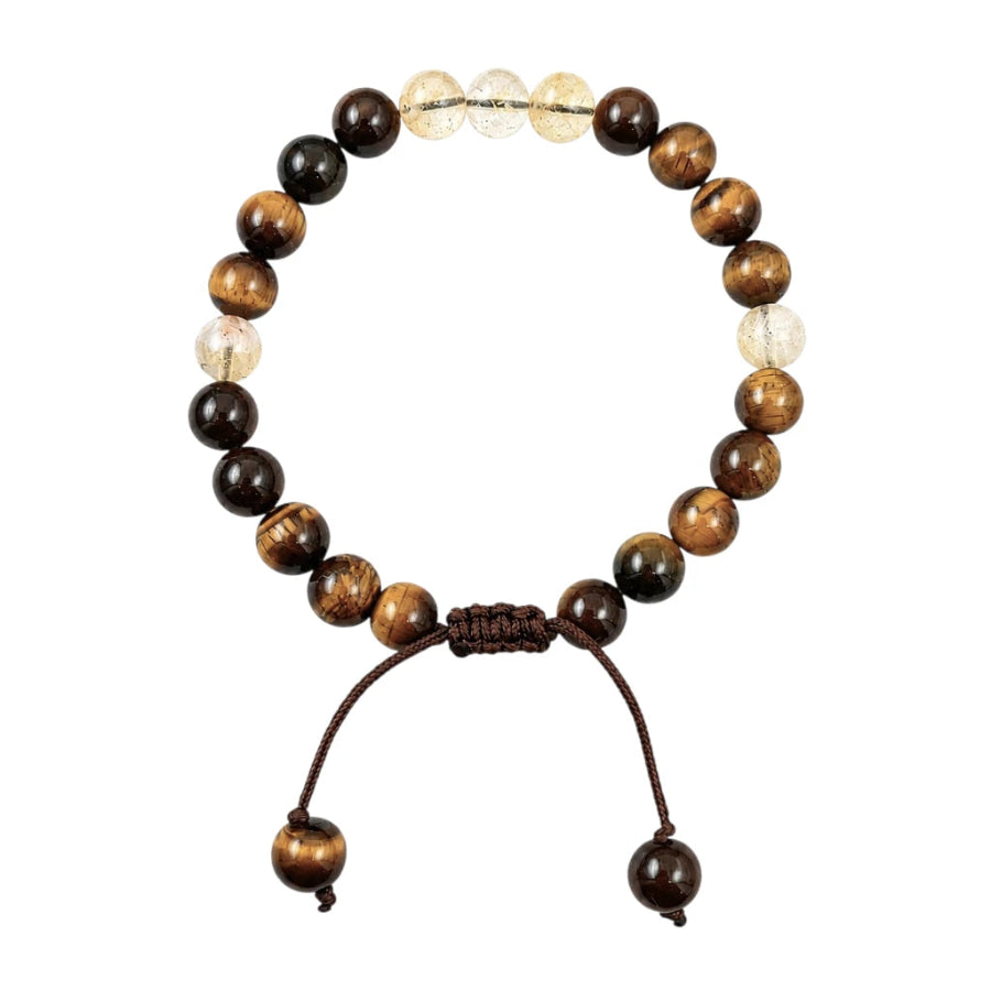 PULSERA PARA CABALLERO OJO DE TIGRE Y CITRINO