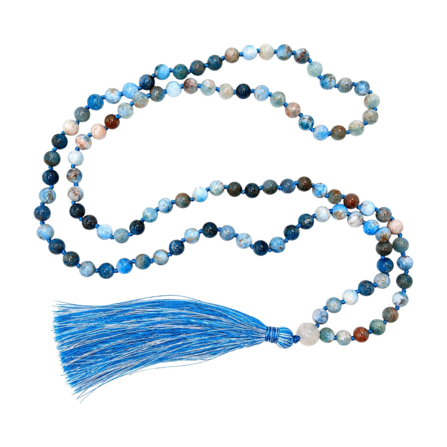 JAPA MALA: COLLAR DE ÁGATA AZUL