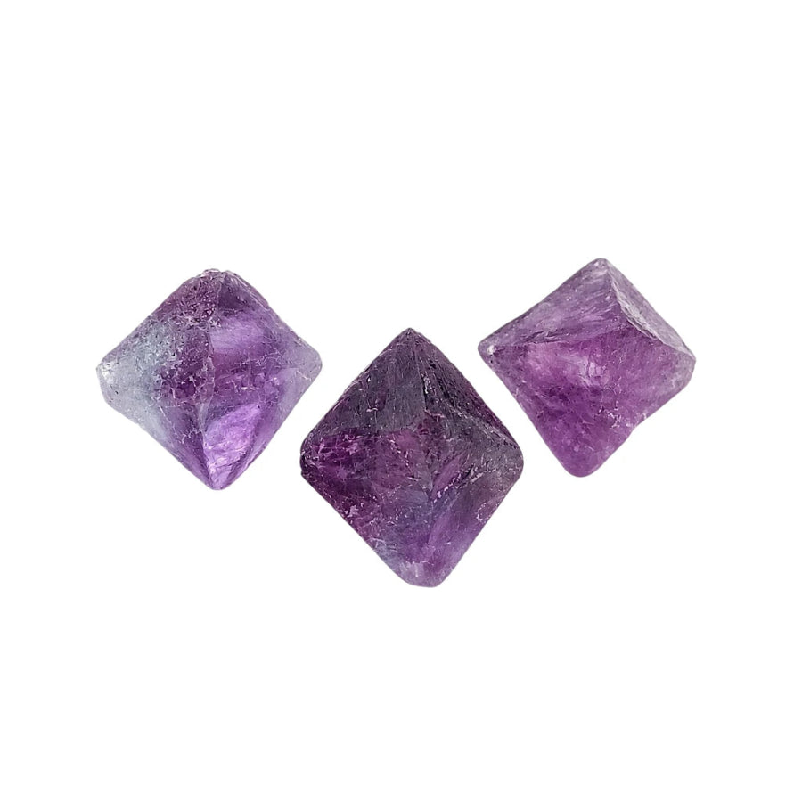 PAQUETE DE 3 OCTAEDROS DE FLUORITA MORADA