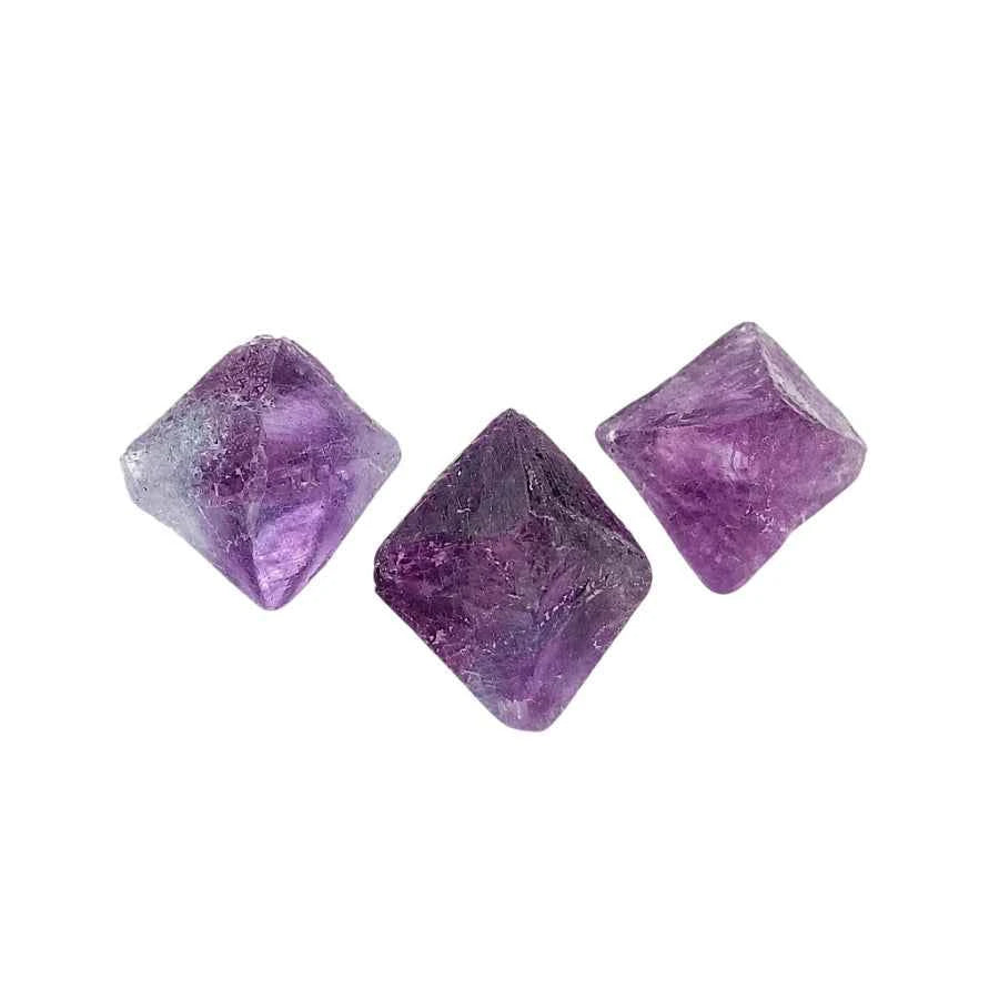PAQUETE DE 3 OCTAEDROS DE FLUORITA MORADA