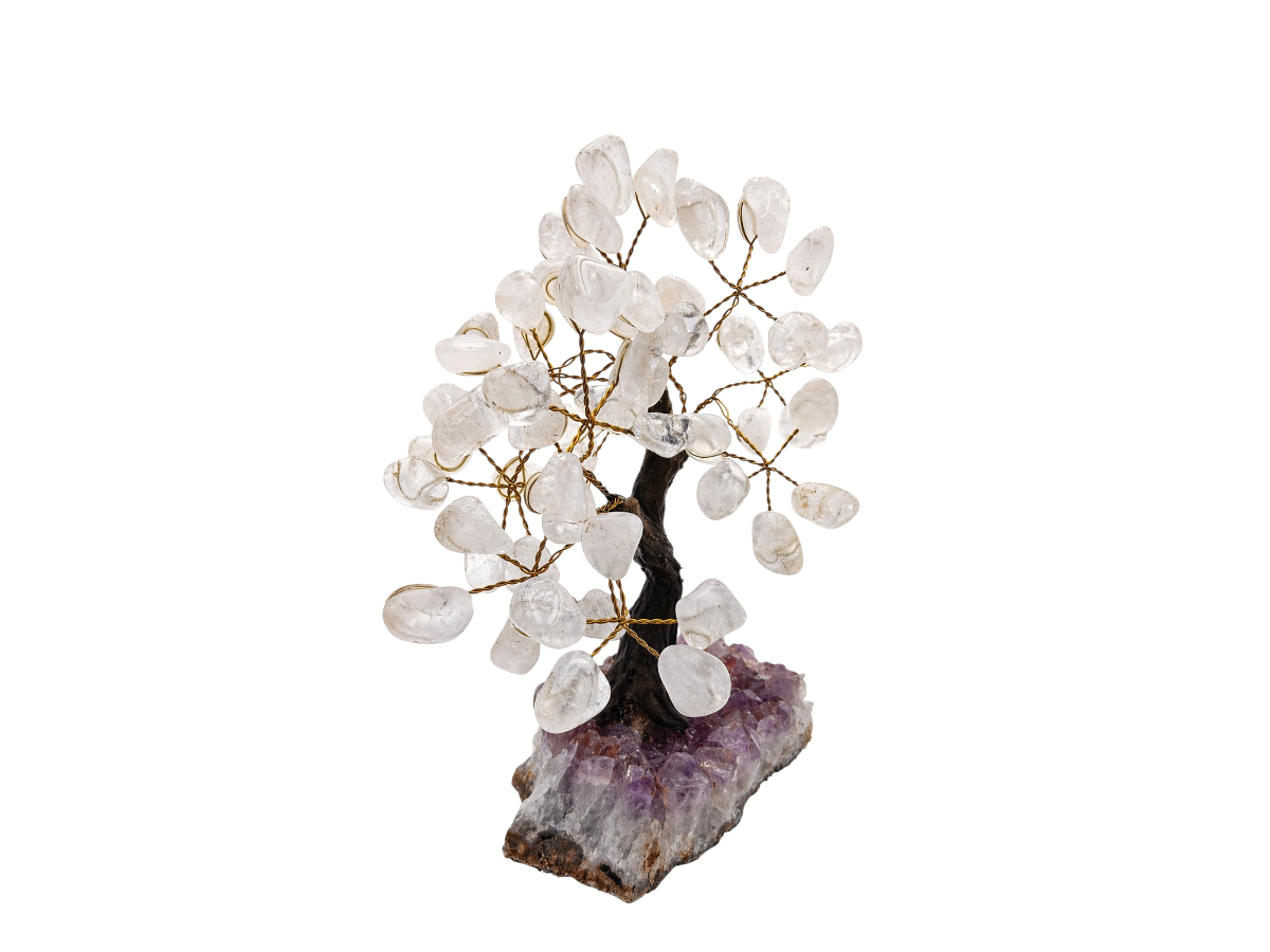ÁRBOL BONSÁI DE CUARZO BLANCO DE 20 CM.