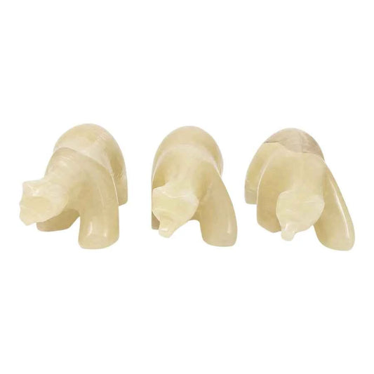 FIGURA OSO POLAR DE ÓNIX ÁMBAR PULIDO