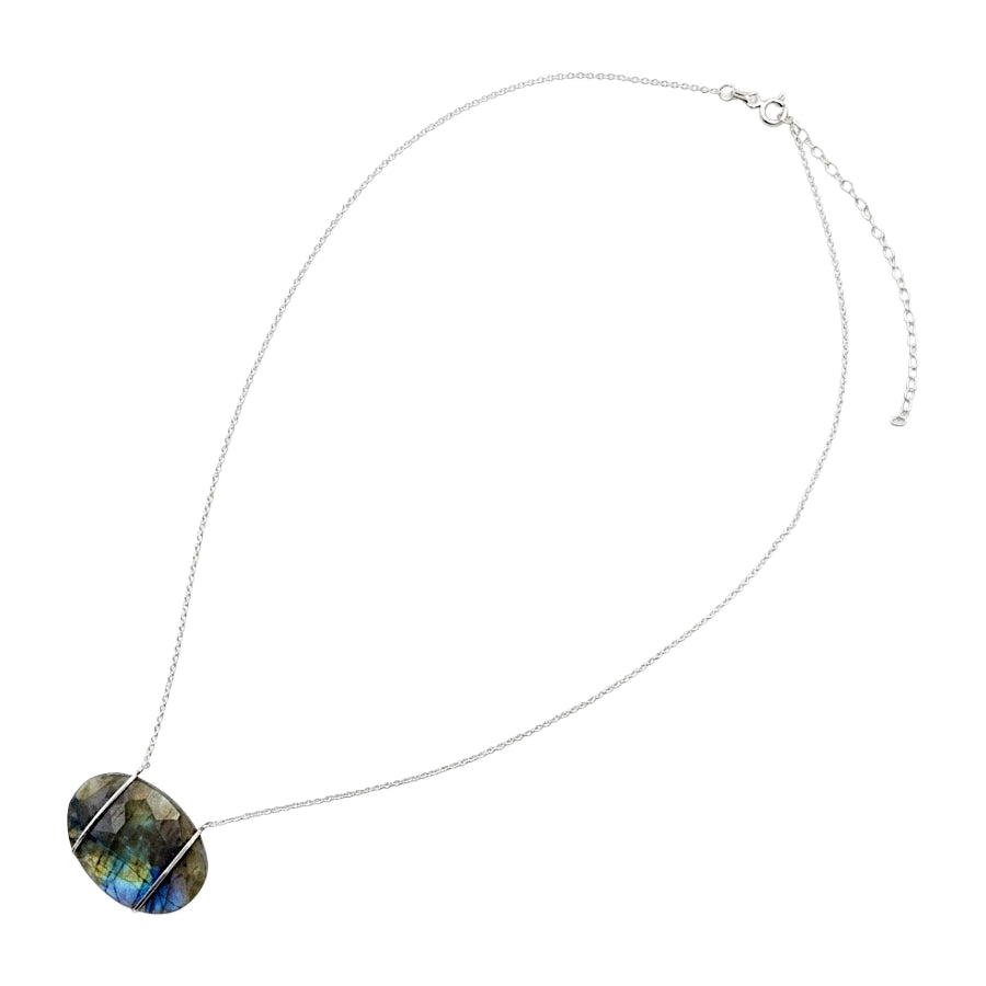 COLLAR PLATA .925 CENTRO LABRADORITA