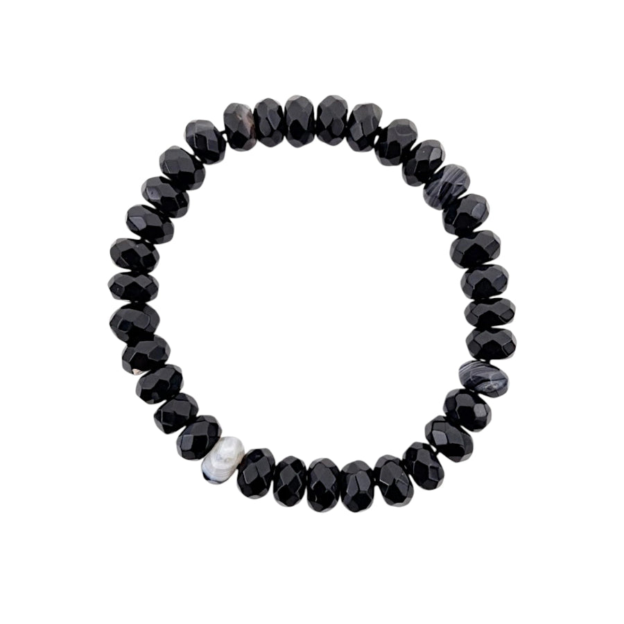 PULSERA ÁGATA NEGRA FACETADA