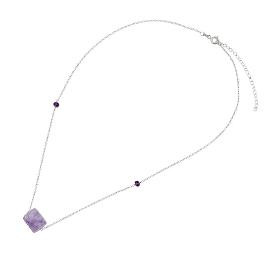 COLLAR PLATA .925 CENTRO CILINDRO AMATISTA