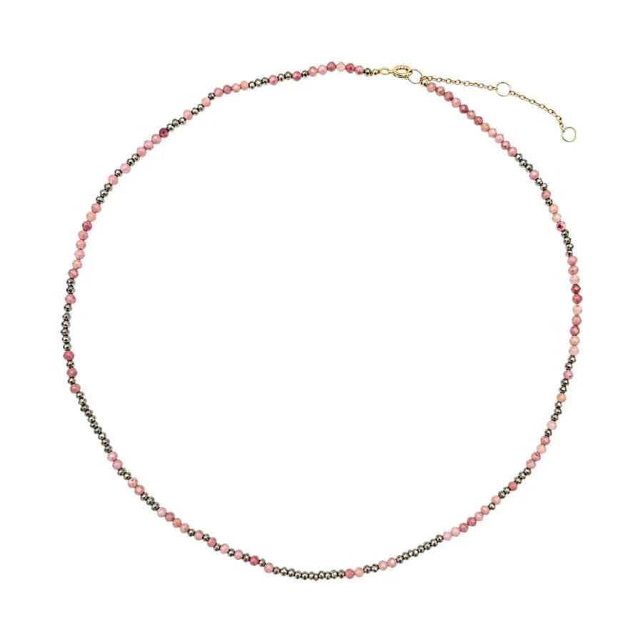 COLLAR ESFERA RODONITA-PIRITA FACETADA