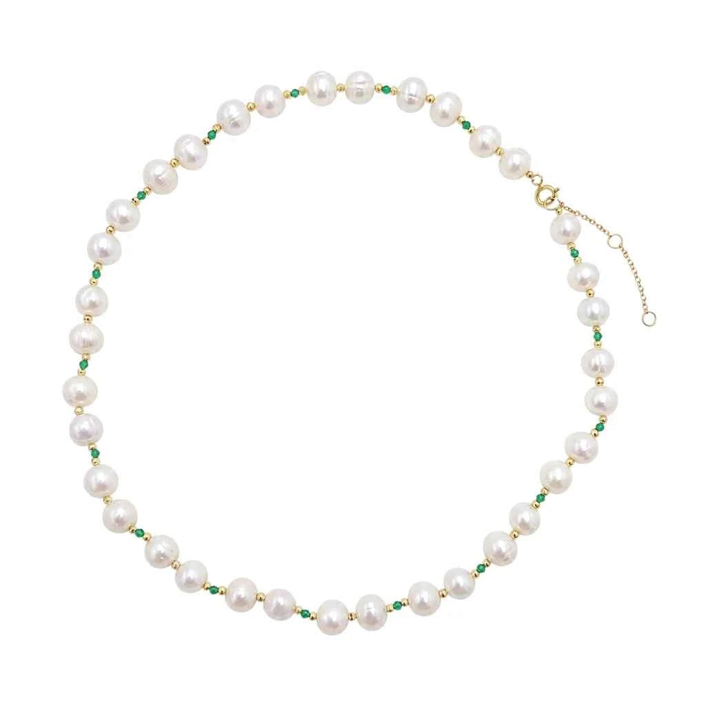 COLLAR DE PERLAS Y ÓNIX VERDE