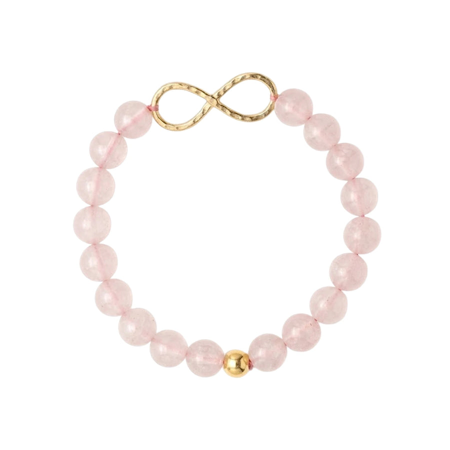 PULSERA ESFERAS DE CUARZO ROSA CON INFINITO