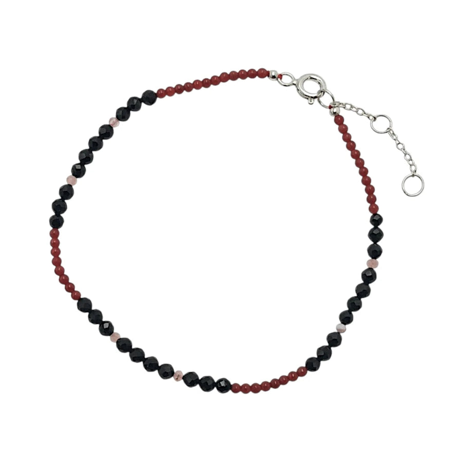 PULSERA ESFERAS DE ESPINELA -CORAL