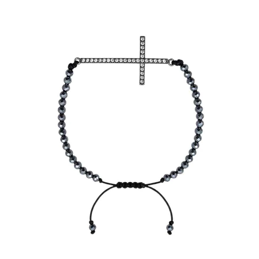 PULSERA ESPINELA NEGRA CENTRO CRUZ MICROPAVE