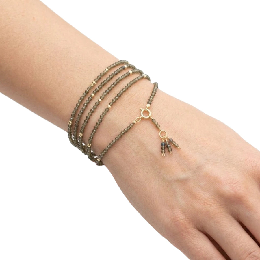 COLLAR-PULSERA ESFERAS DE OBSIDIANA VERDE